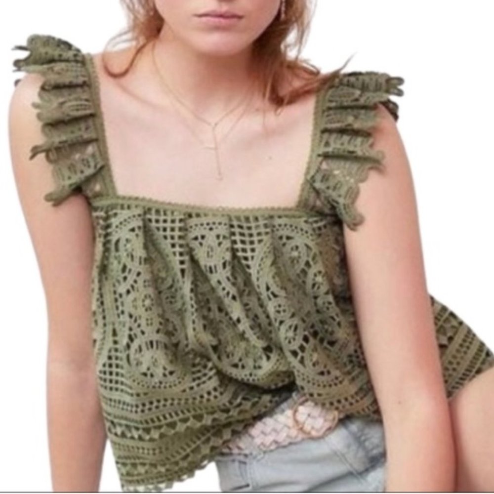 Anthropologie ERI + ALI Ruffled Lace Tank NEW WITH NO TAGS